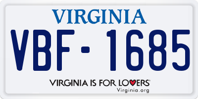 VA license plate VBF1685