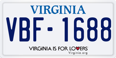 VA license plate VBF1688