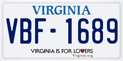 VA license plate VBF1689