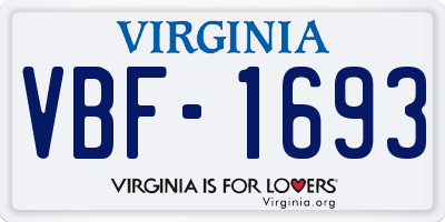 VA license plate VBF1693