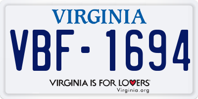 VA license plate VBF1694