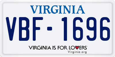 VA license plate VBF1696
