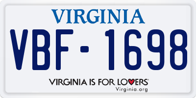 VA license plate VBF1698