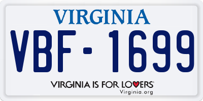 VA license plate VBF1699