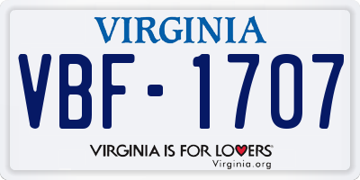 VA license plate VBF1707