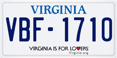 VA license plate VBF1710