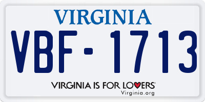 VA license plate VBF1713