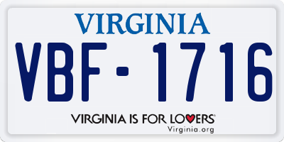 VA license plate VBF1716