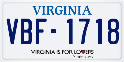 VA license plate VBF1718