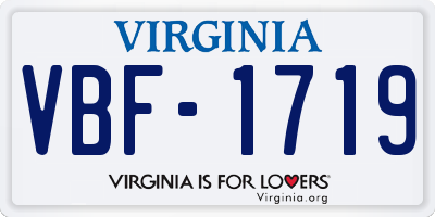 VA license plate VBF1719
