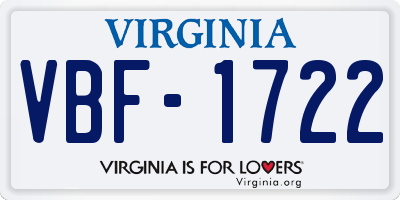 VA license plate VBF1722