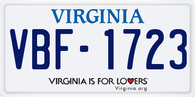 VA license plate VBF1723