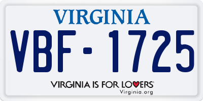 VA license plate VBF1725