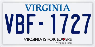 VA license plate VBF1727
