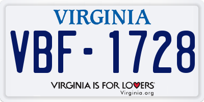 VA license plate VBF1728