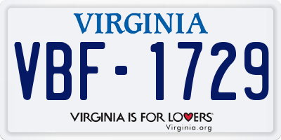 VA license plate VBF1729