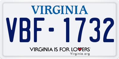 VA license plate VBF1732