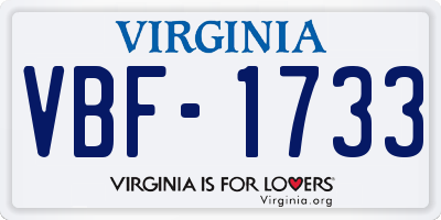 VA license plate VBF1733