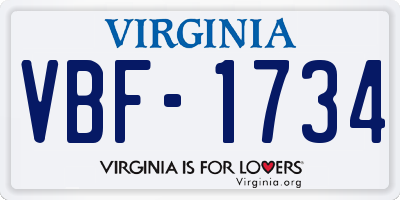 VA license plate VBF1734