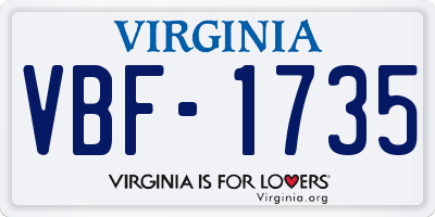 VA license plate VBF1735