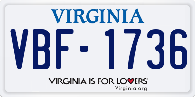 VA license plate VBF1736