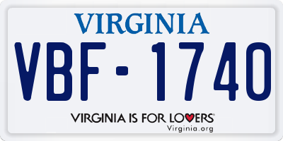 VA license plate VBF1740