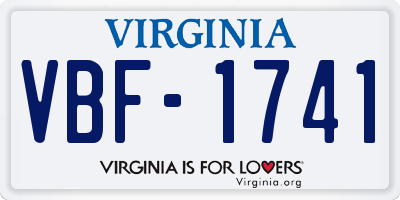VA license plate VBF1741