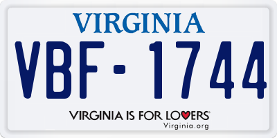 VA license plate VBF1744