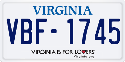 VA license plate VBF1745