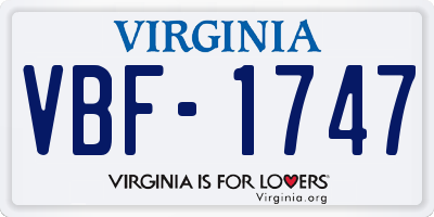 VA license plate VBF1747