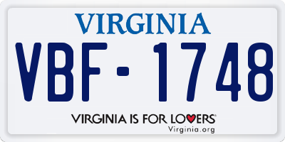 VA license plate VBF1748