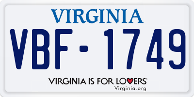 VA license plate VBF1749