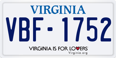 VA license plate VBF1752