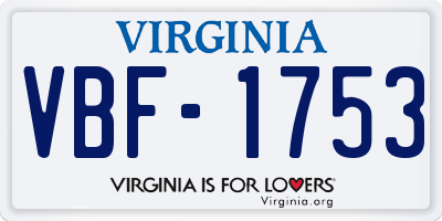 VA license plate VBF1753