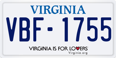 VA license plate VBF1755