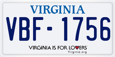VA license plate VBF1756