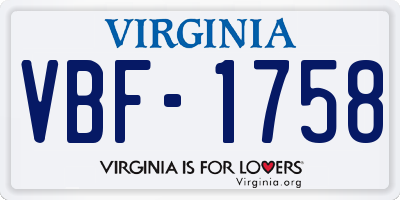 VA license plate VBF1758