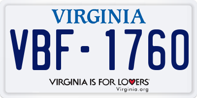 VA license plate VBF1760
