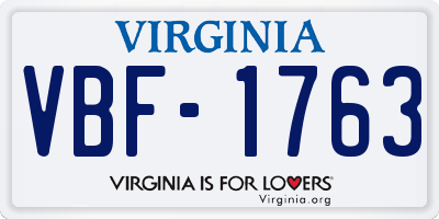 VA license plate VBF1763