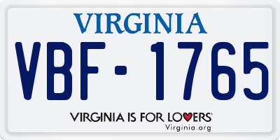 VA license plate VBF1765