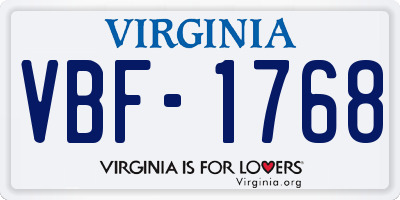 VA license plate VBF1768