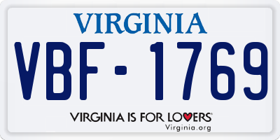 VA license plate VBF1769