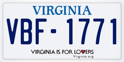 VA license plate VBF1771