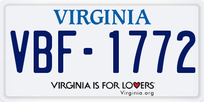 VA license plate VBF1772