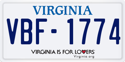 VA license plate VBF1774