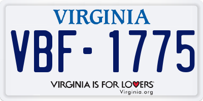 VA license plate VBF1775