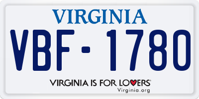 VA license plate VBF1780