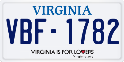 VA license plate VBF1782