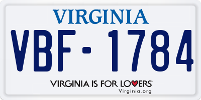 VA license plate VBF1784