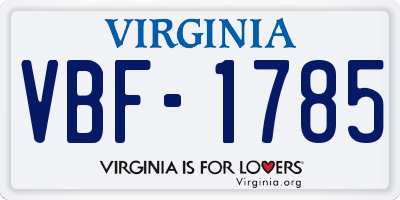 VA license plate VBF1785